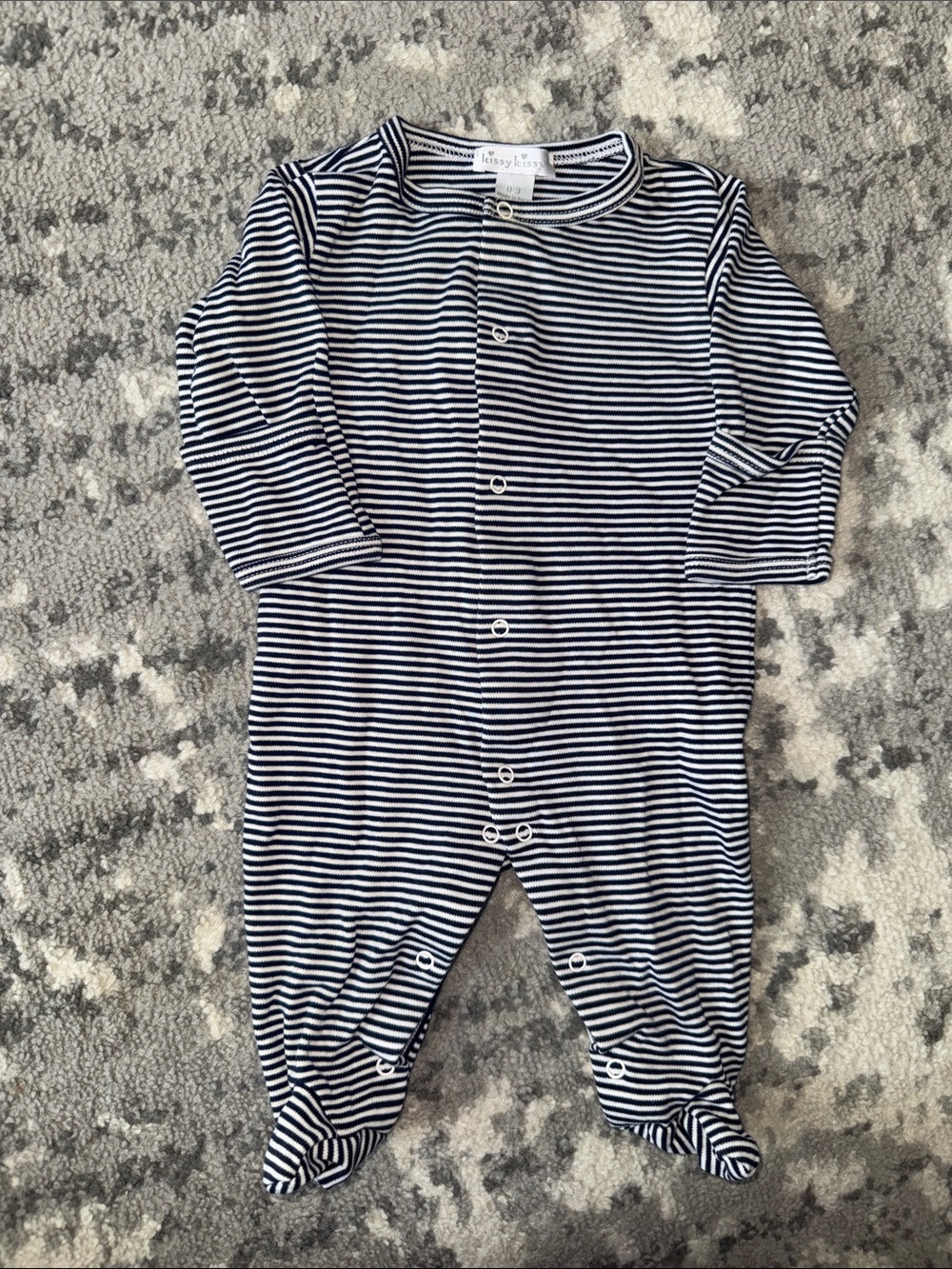 Kissy Kissy Navy & White Striped Footed One-Piece